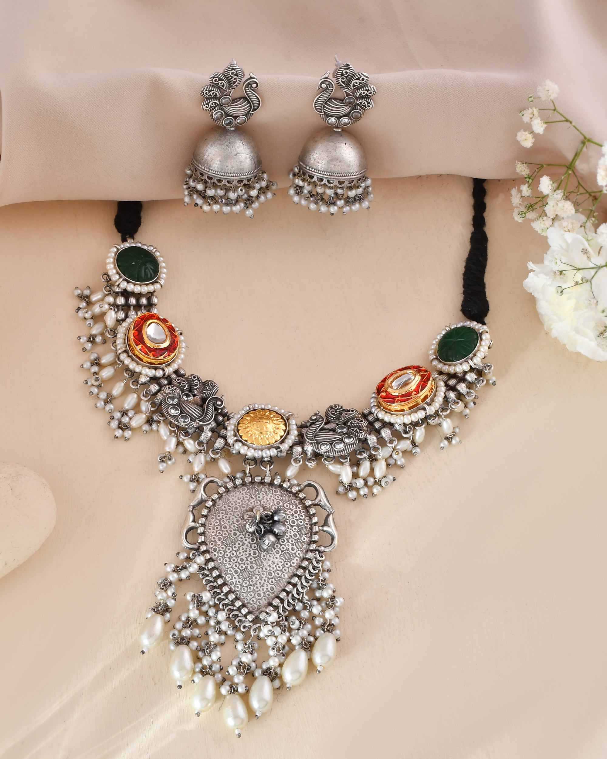 Rajsi Kundan Pearl Dandiya Choker Set